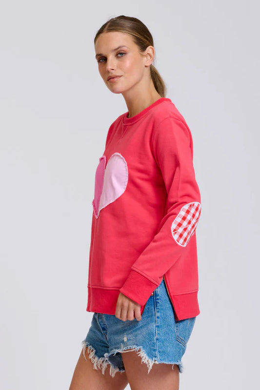 Classic Zipside Sweatshirt Heart - Nantucket Red Combo