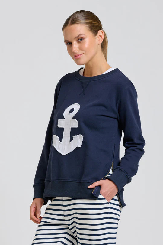 Classic Zipside Sweatshirt Nautical - Navy/White