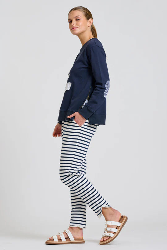 Classic Zipside Sweatshirt Nautical - Navy/White
