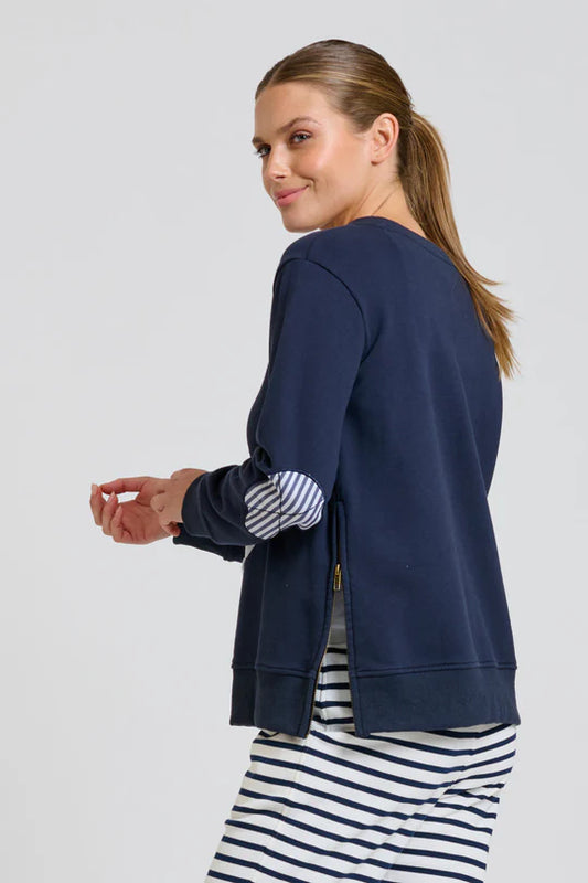 Classic Zipside Sweatshirt Nautical - Navy/White