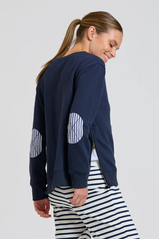 Classic Zipside Sweatshirt Nautical - Navy/White