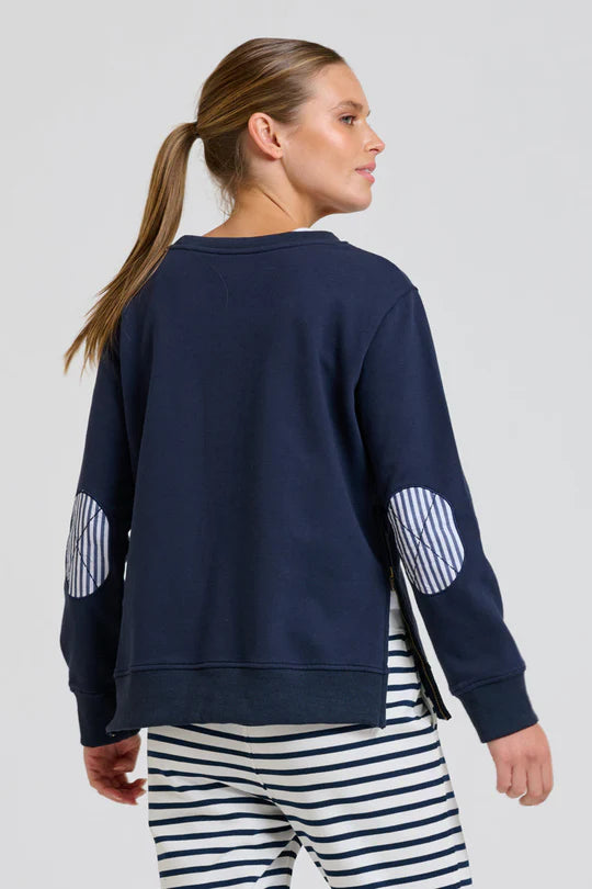 Classic Zipside Sweatshirt Nautical - Navy/White