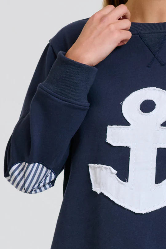 Classic Zipside Sweatshirt Nautical - Navy/White