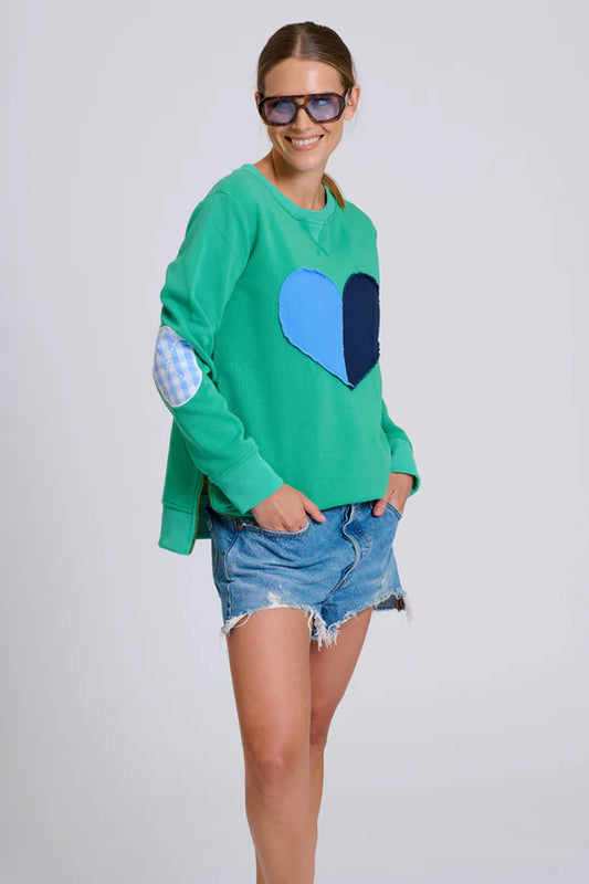 Classic Zipside Sweatshirt Heart - Pea Green Combo