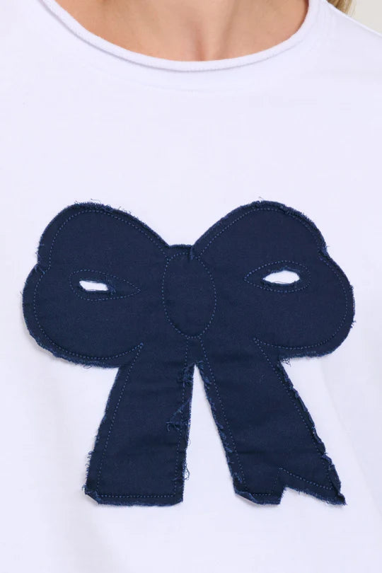 Raw Sweatshirt Bow - White/Navy