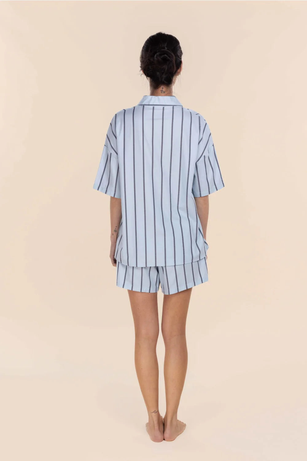 Sasha Striped Boyfriend Short PJ Set - Blue