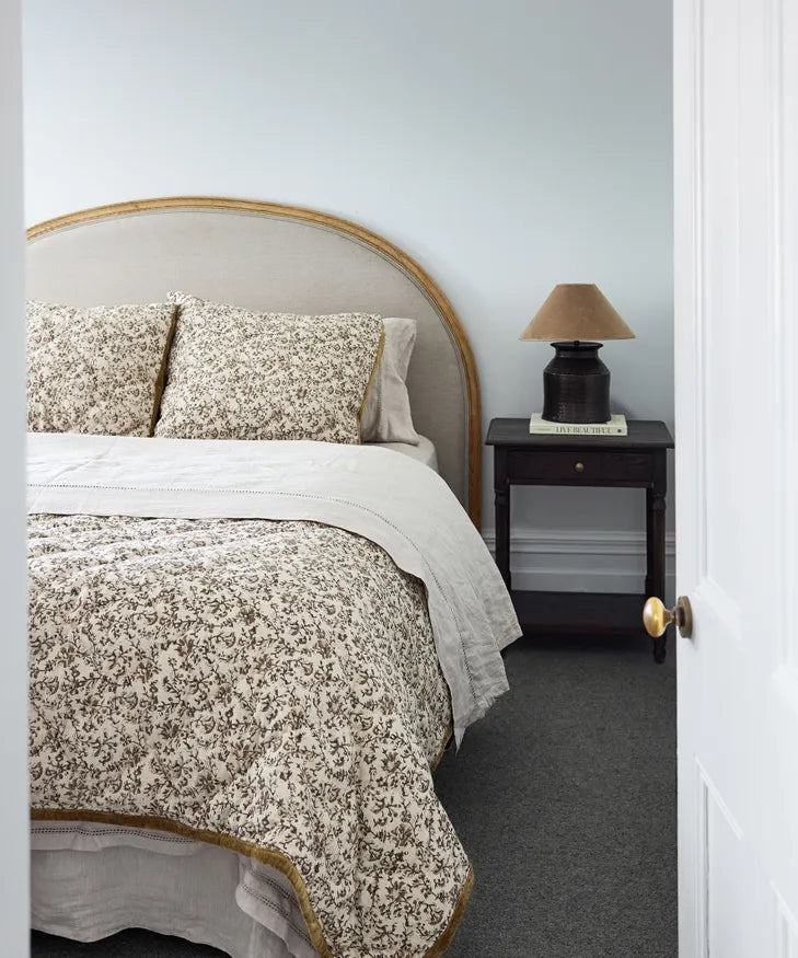 Lilibeth Handblock Olive Velvet Quilt Small