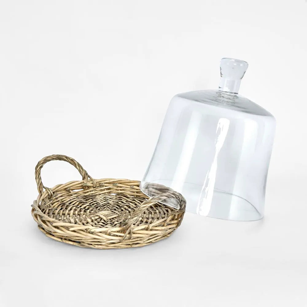 Willow Tray With Glass Cover