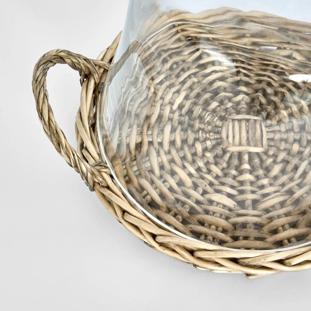 Willow Tray With Glass Cover