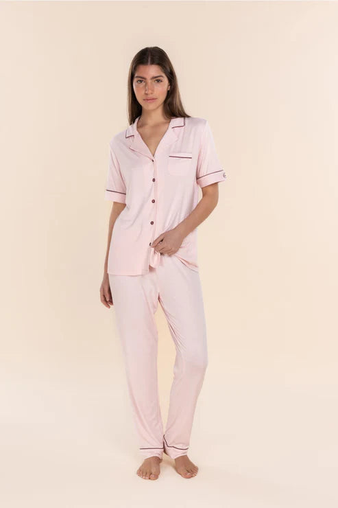 Jenna Bamboo Long PJ Set - Pink