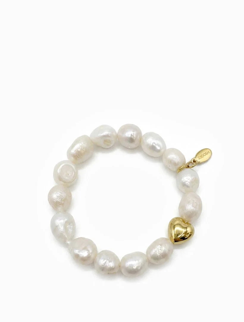 Lucienne Heart and Pearl Bracelet Large Gold
