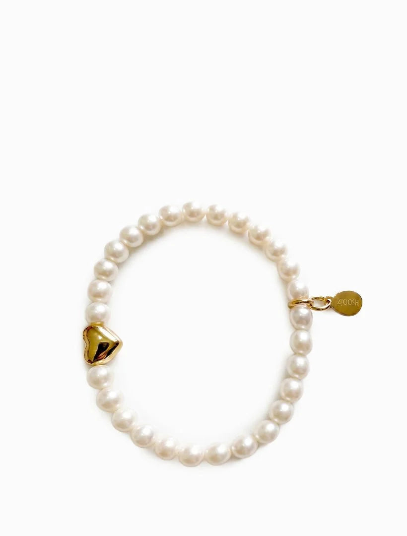 Lucienne Heart and Pearl Bracelet Small Gold