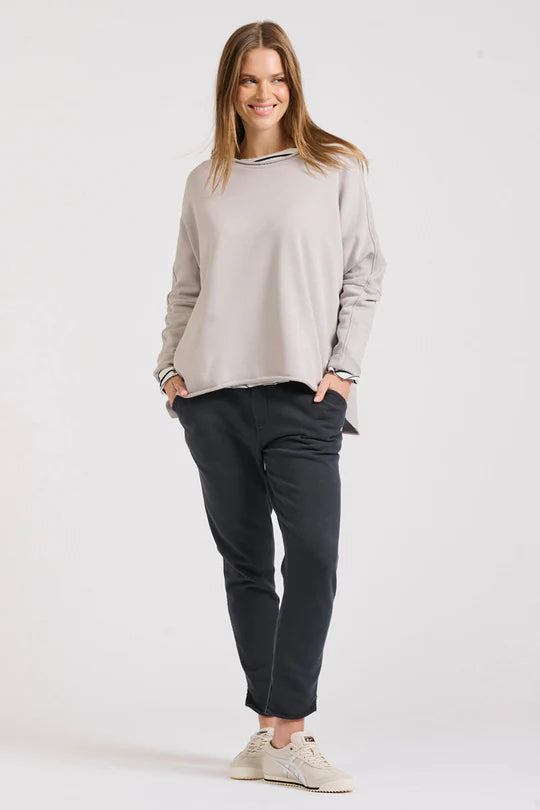 Raw Long Sleeve High-Low Sweatshirt - French Grey