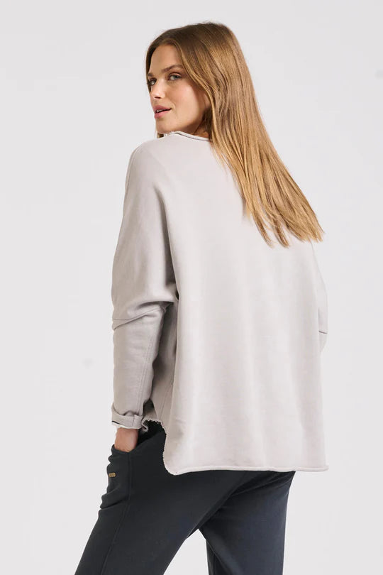 Raw Long Sleeve High-Low Sweatshirt - French Grey