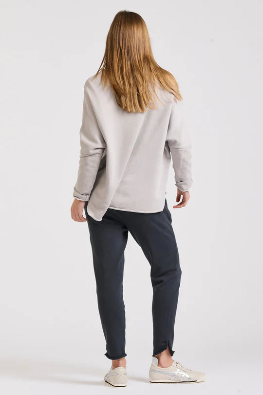 Raw Long Sleeve High-Low Sweatshirt - French Grey