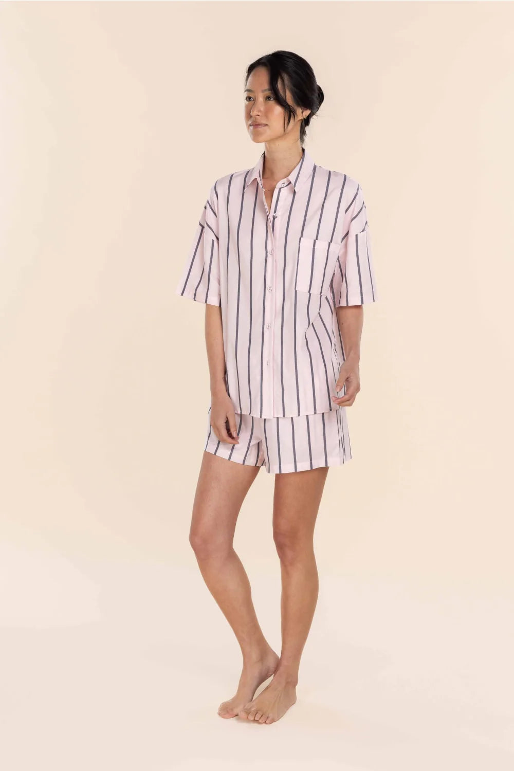 Sasha Striped Boyfriend Short PJ Set