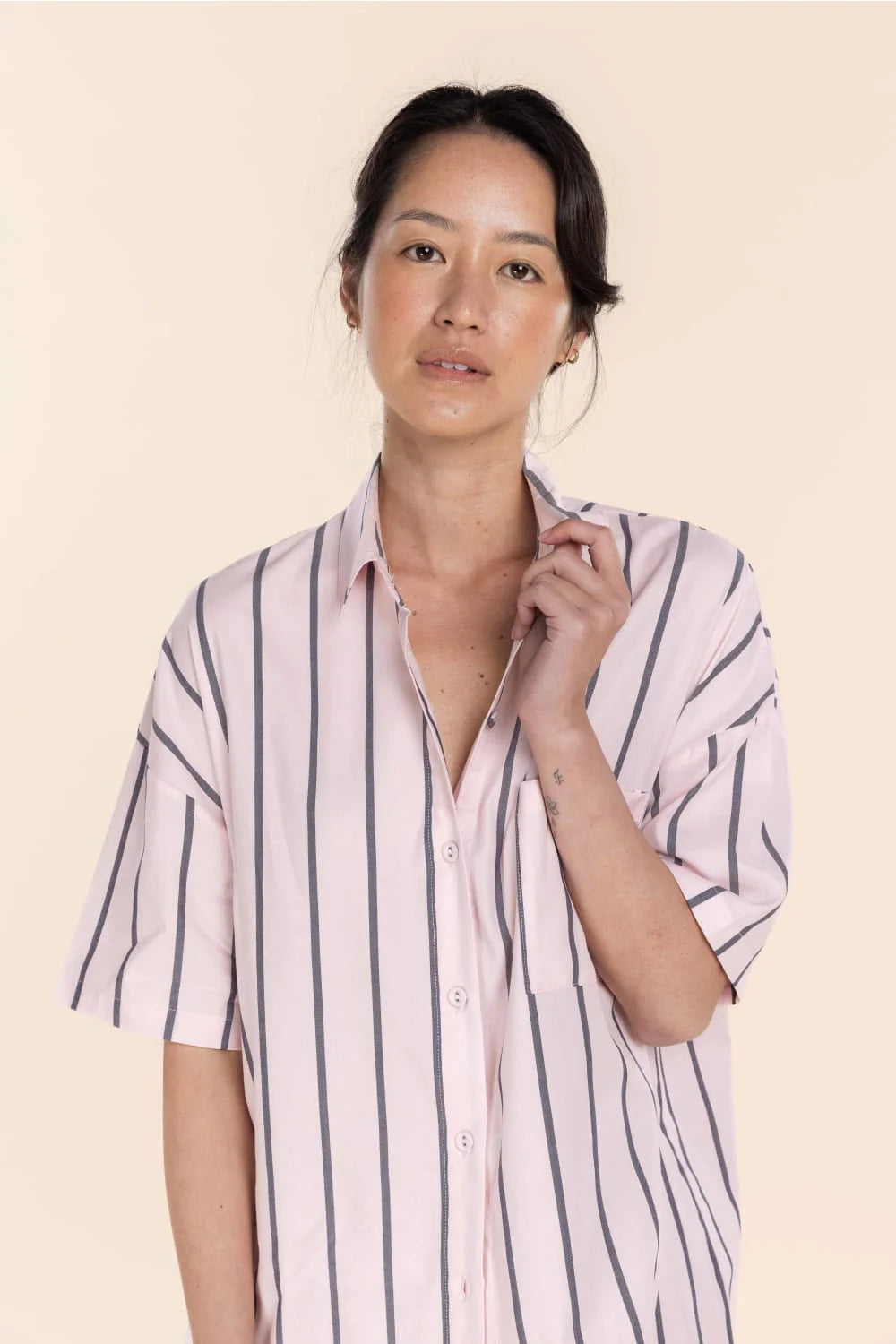 Sasha Striped Boyfriend Short PJ Set