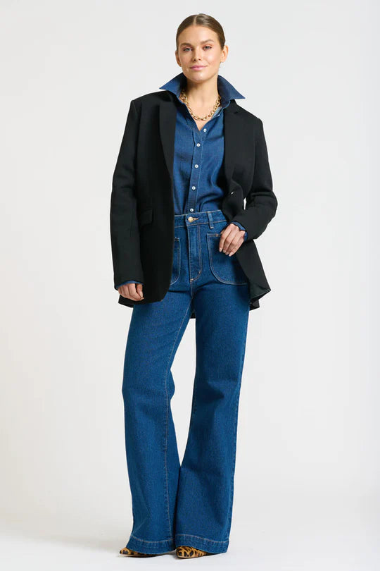 The Pussy Bow Shirt - Denim