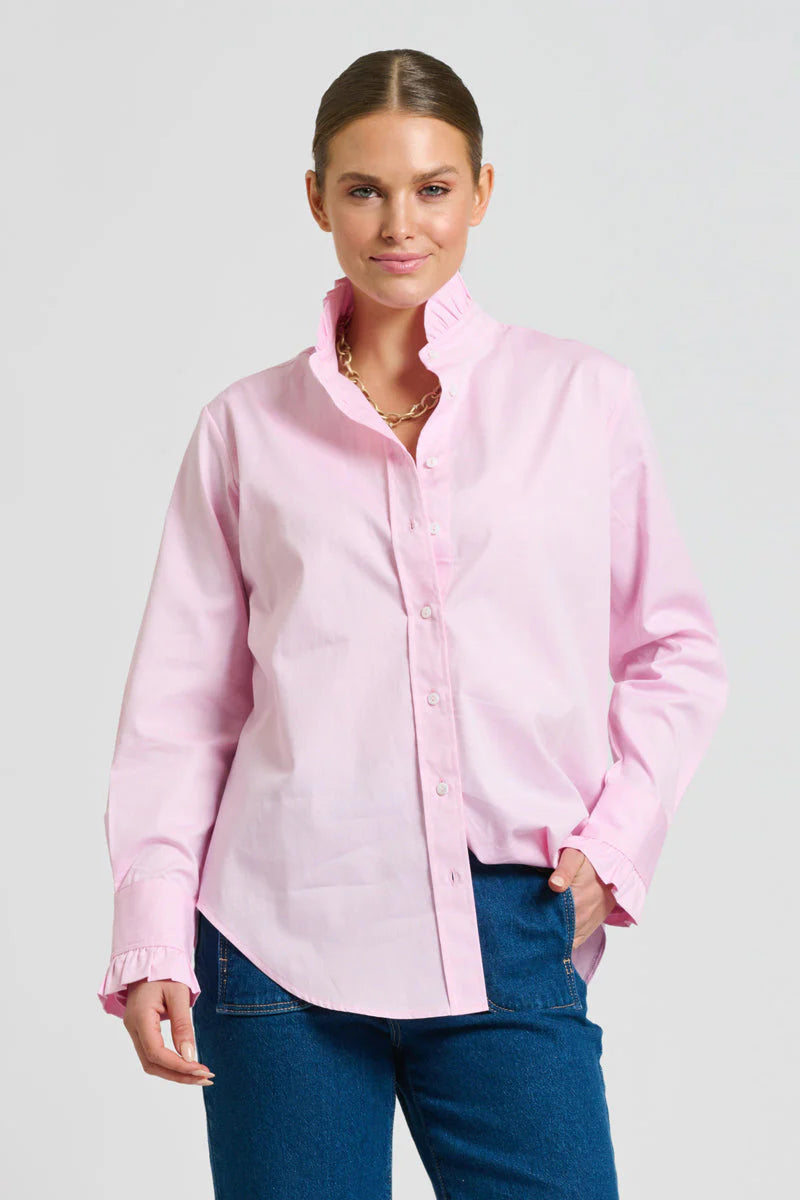 The Olivia Classic Cut Shirt Frill - Pink Oxford