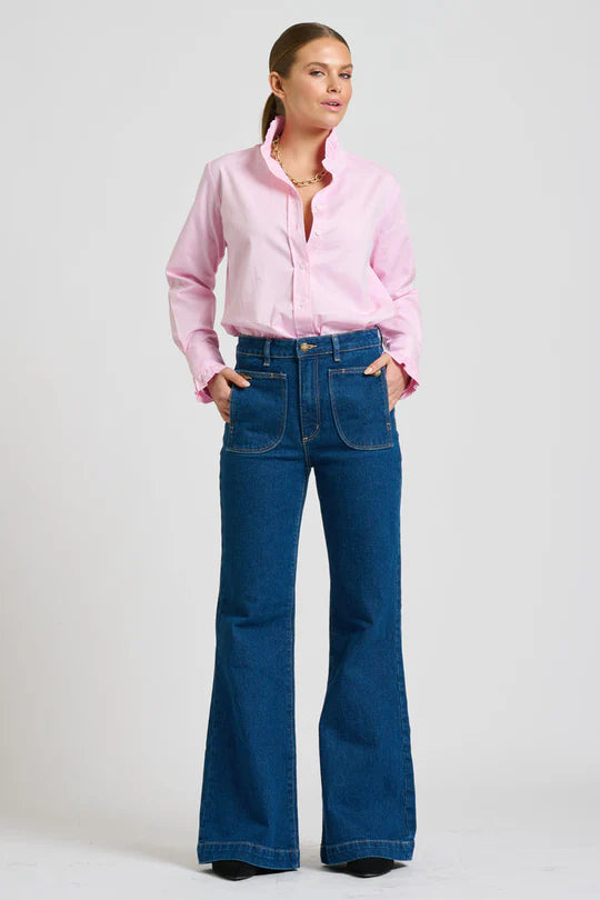 The Olivia Classic Cut Shirt Frill - Pink Oxford
