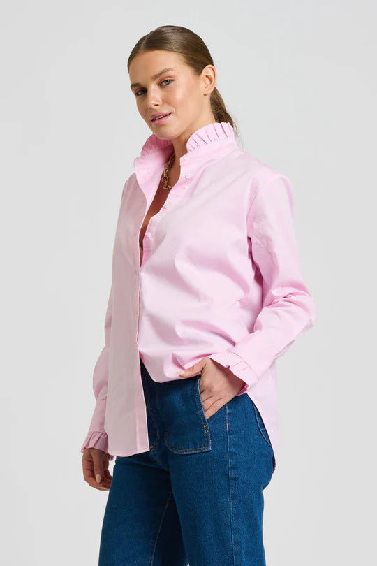 The Olivia Classic Cut Shirt Frill - Pink Oxford