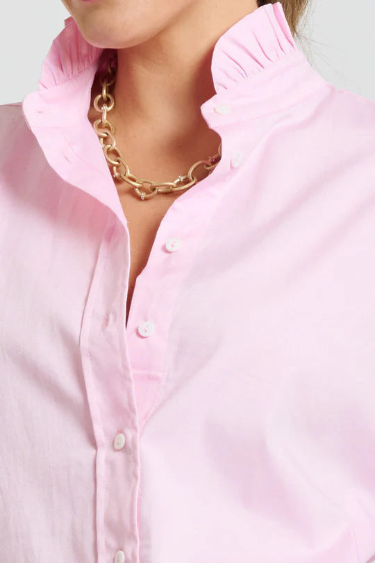 The Olivia Classic Cut Shirt Frill - Pink Oxford