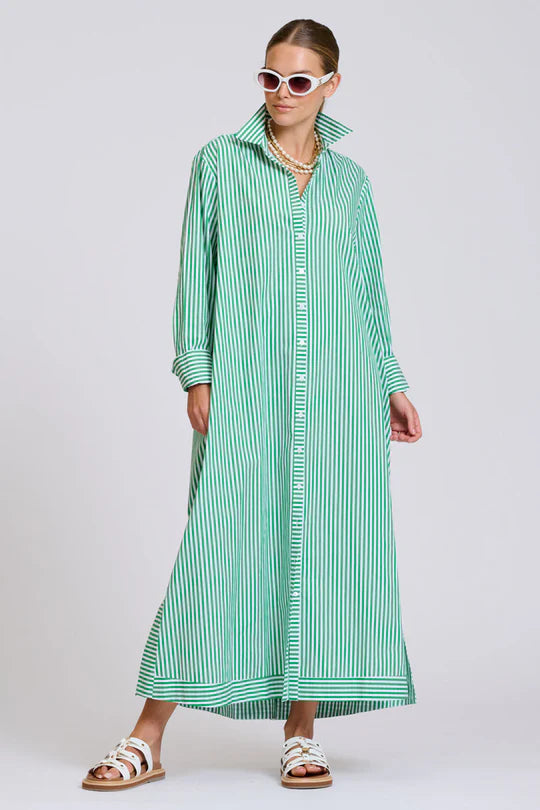 The Sybil Oversized Dress - Bright Green Stripe