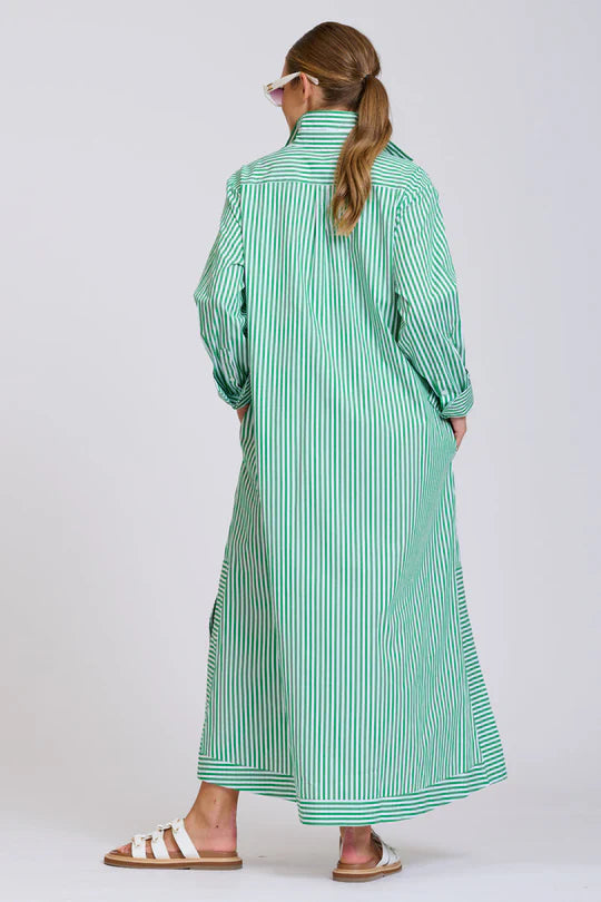 The Sybil Oversized Dress - Bright Green Stripe