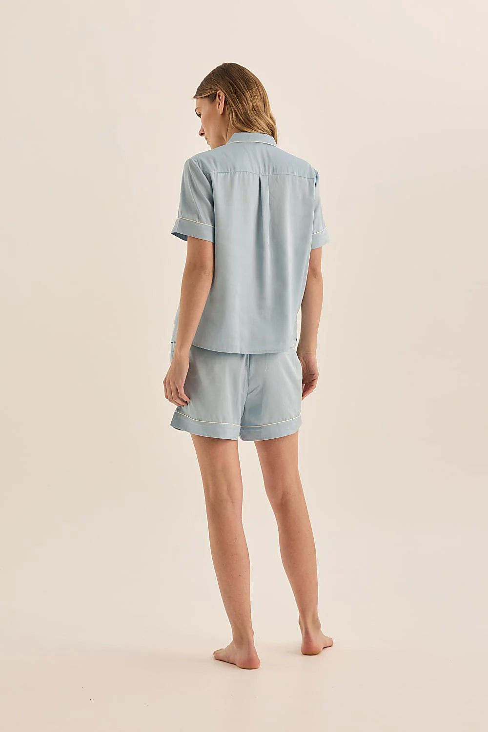 Sonia Satin Short PJ Set - Blue