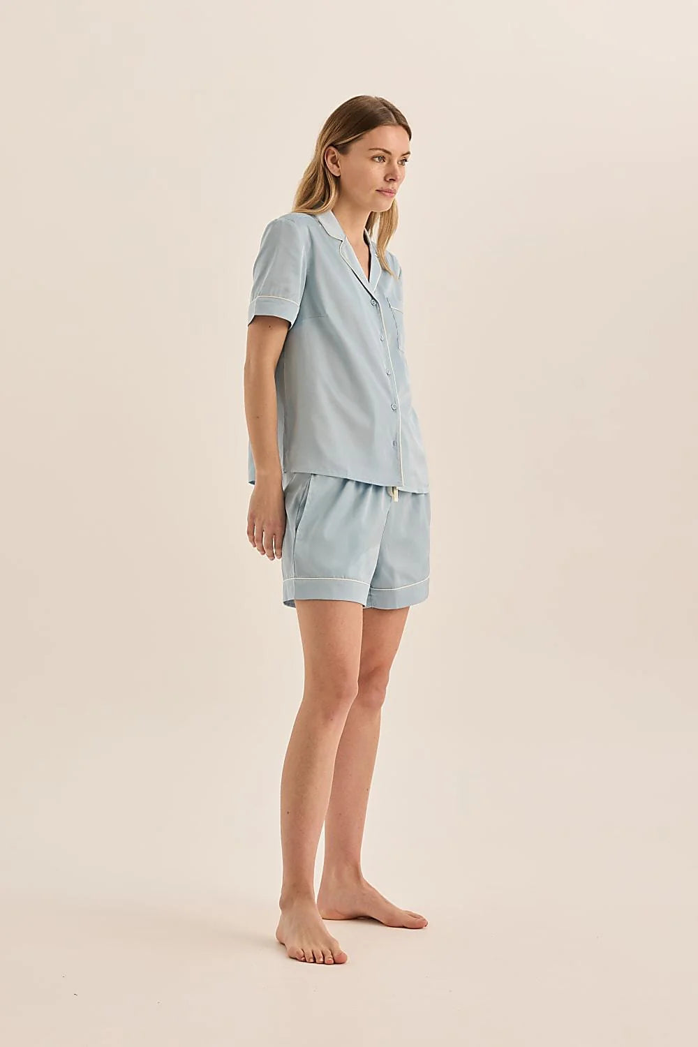 Sonia Satin Short PJ Set - Blue