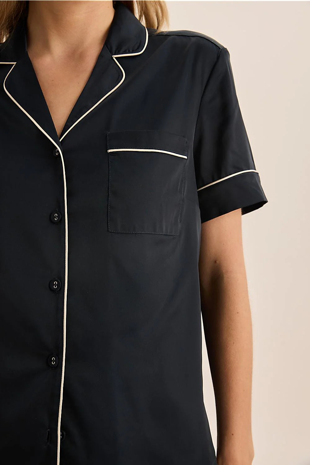 Sonia Satin Short PJ Set - Navy