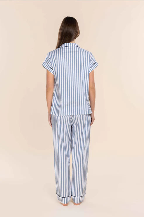 Winona Cotton Sateen - Blue Stripe