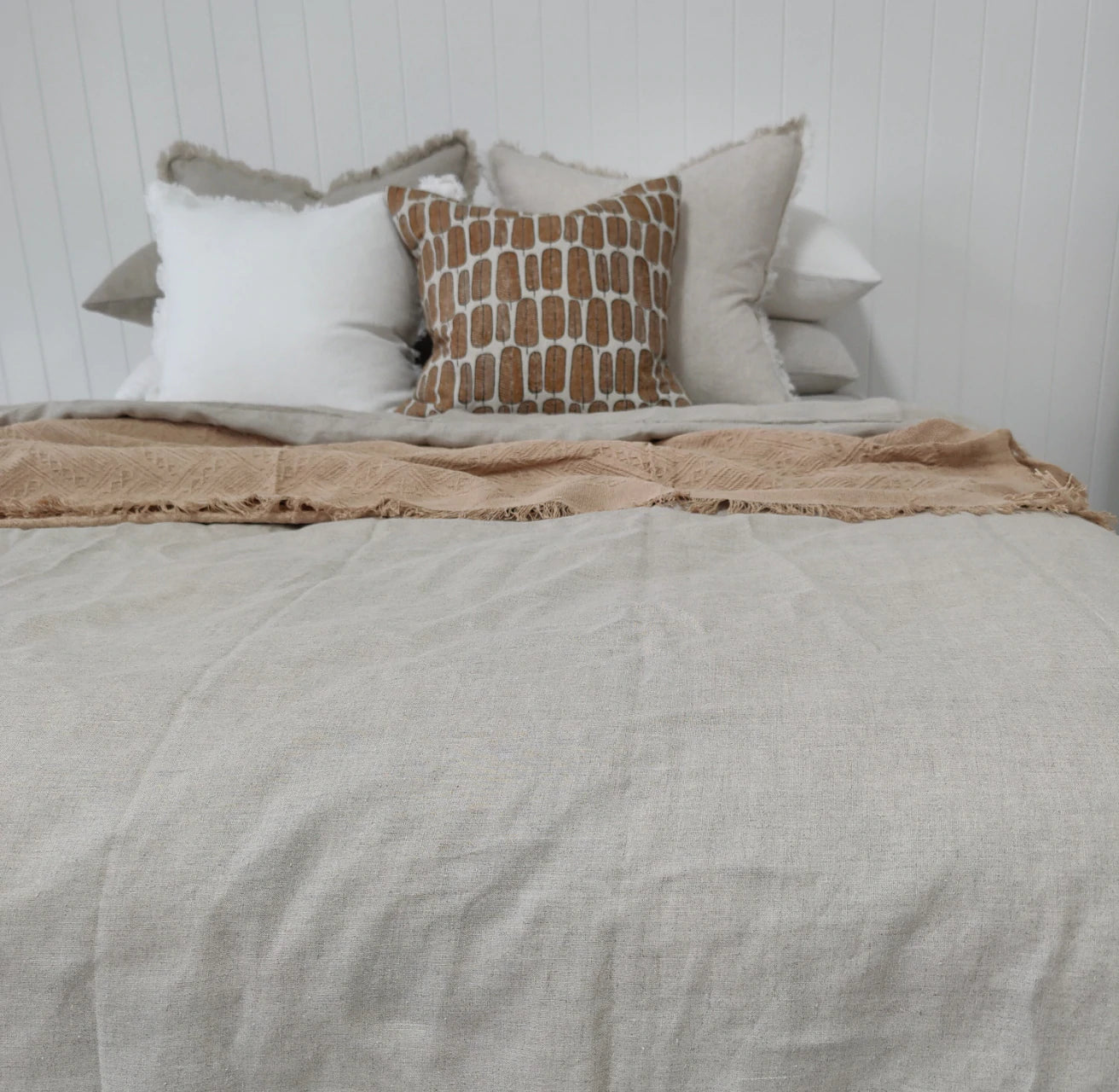 Pure French Linen Quilt Cover Set - Natural - Queen size