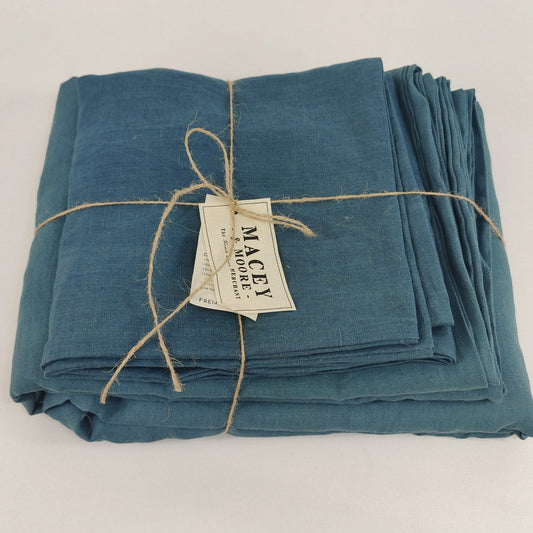 Pure French Linen Quilt Cover Set - Classic Blue - Queen Size