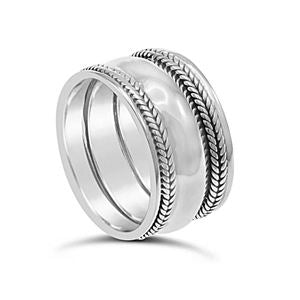 GRACE RING - PATTERNED EDGE - Sterling Silver