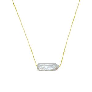 Ruby - Gold Plated Sterling Silver Freshwater Biwa Pearl Necklace