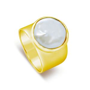 Ally - Gold Plated sterling silver Ring with baroque pearl