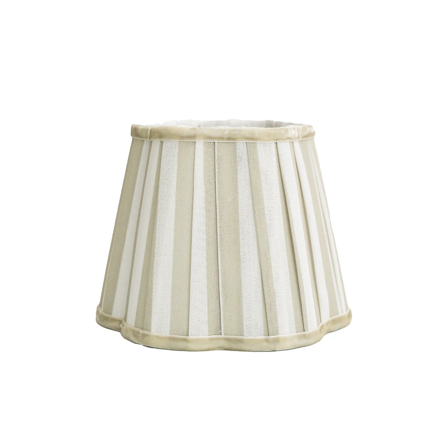 PRE ORDER - Beige Stripe Scallop Shade USB Table Lamp - Silver Base