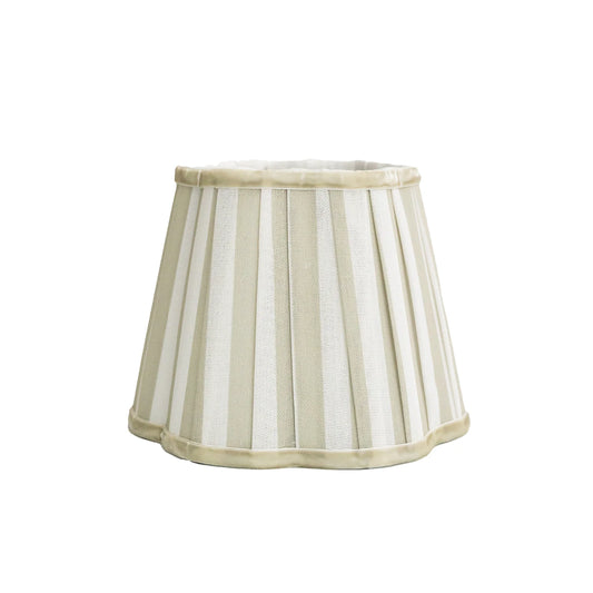 PRE ORDER - Beige Stripe Scallop Shade USB Table Lamp - Silver Base