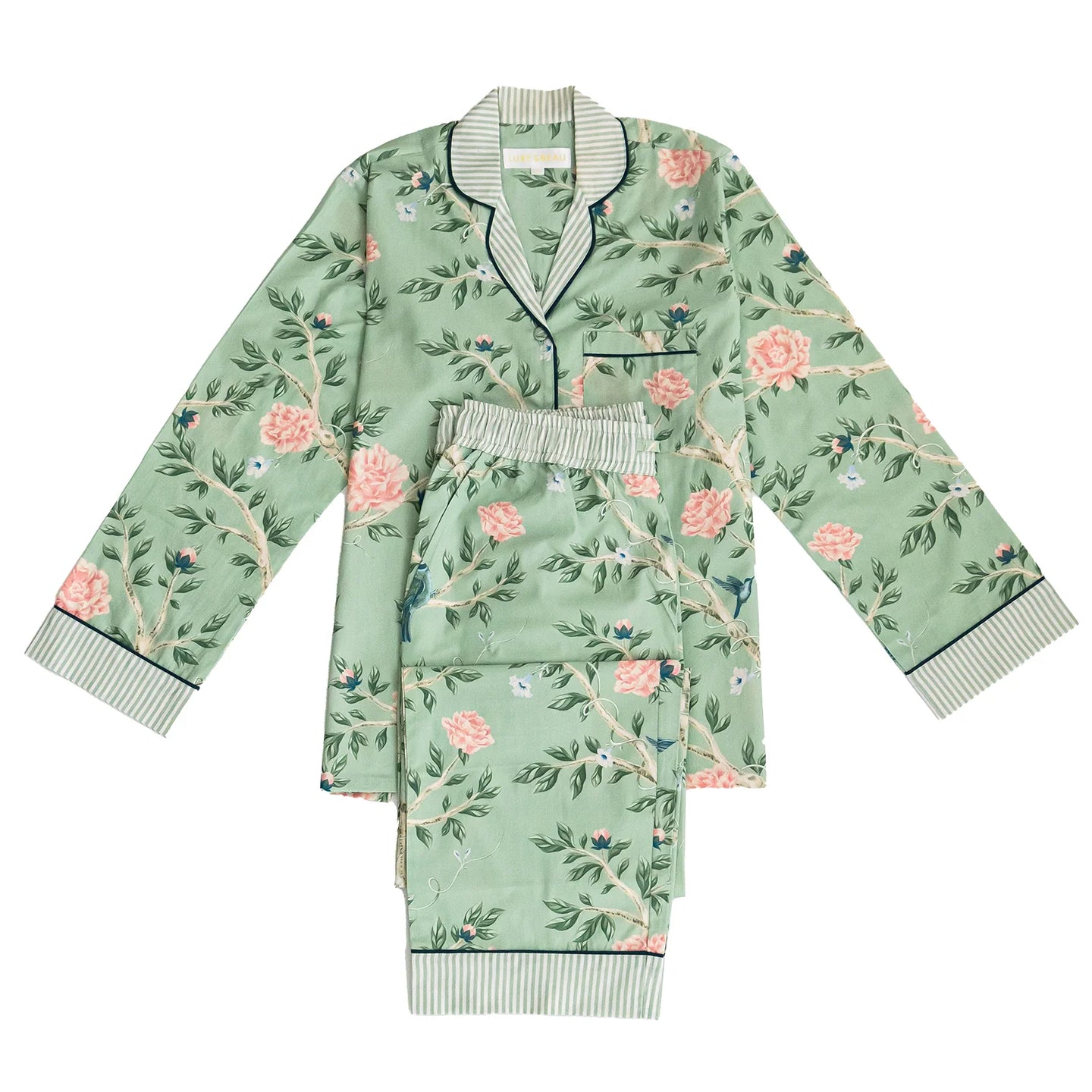 Green Shirley Chinoiserie Long Sleeve Pyjama Set