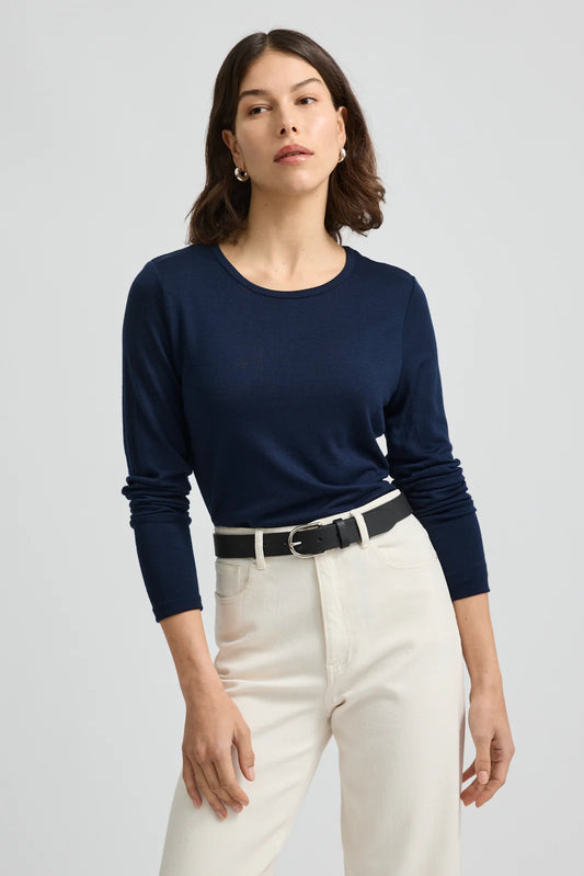 Crew merino top - Navy