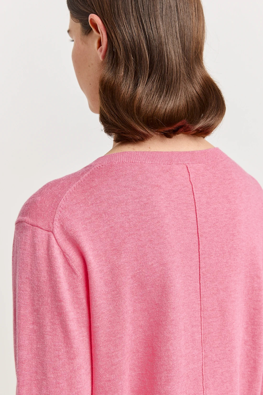 Fine crew cardigan - Flamingo