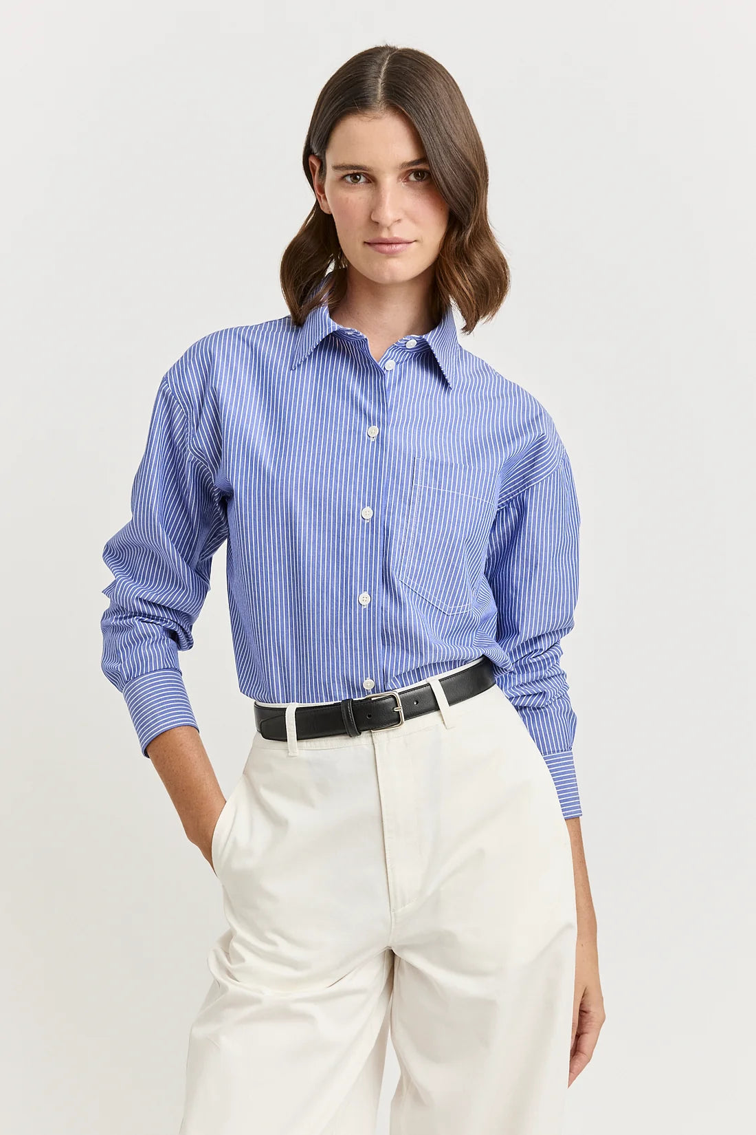 Relaxed cotton shirt - Blue stripe