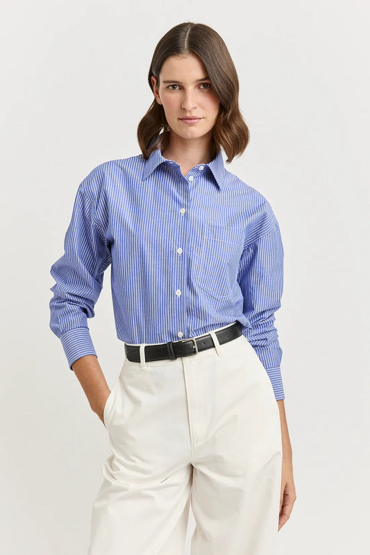 Relaxed cotton shirt - Blue stripe