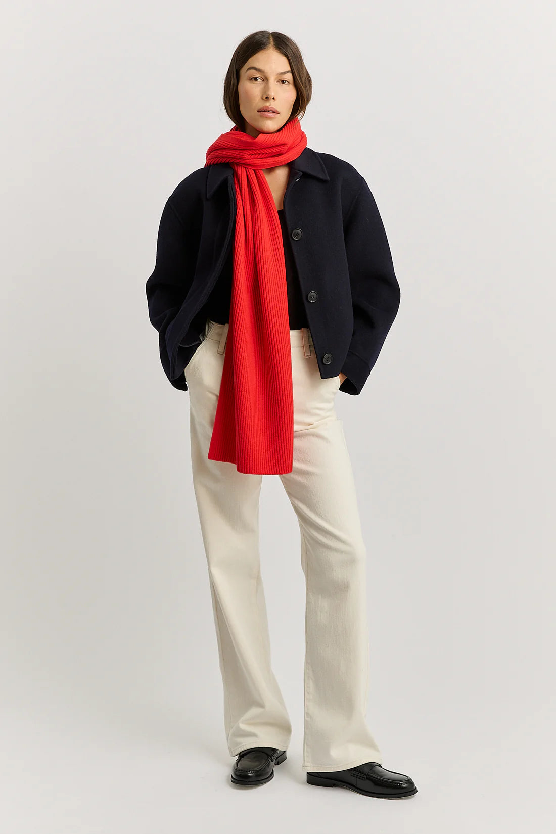 Fine rib scarf - Poppy