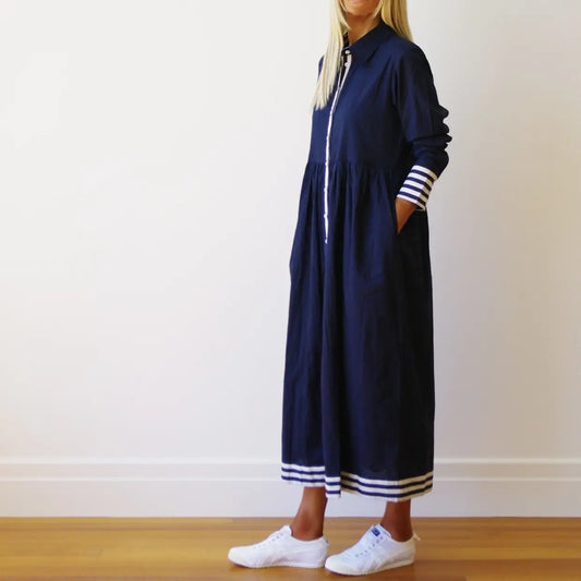 Matilda Navy & White Cotton Cambric Dress