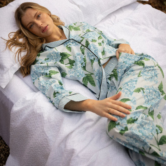 Blue Hydrangea Long Sleeve Pyjama Set
