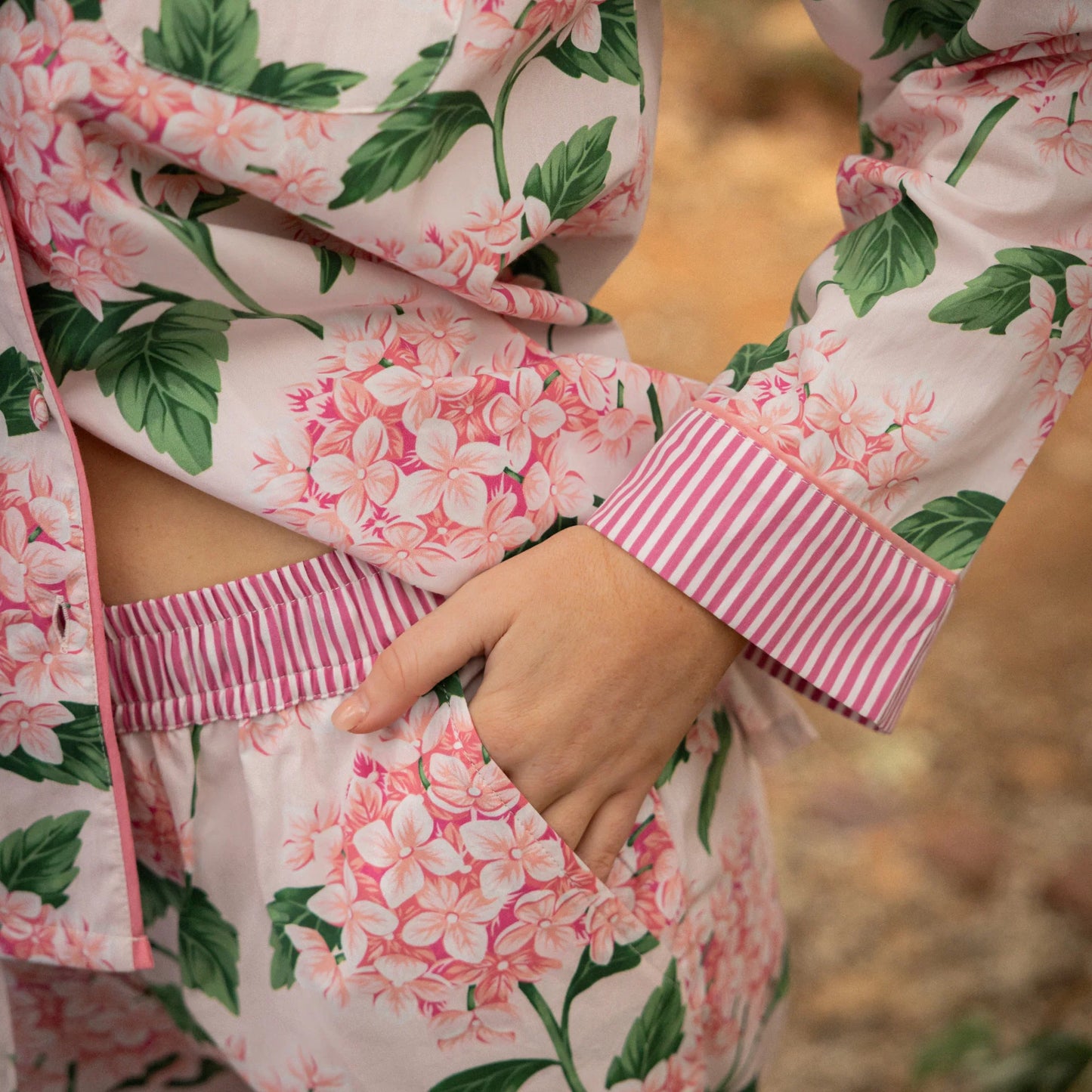 Pink Hydrangea Long Sleeve Pyjama Set