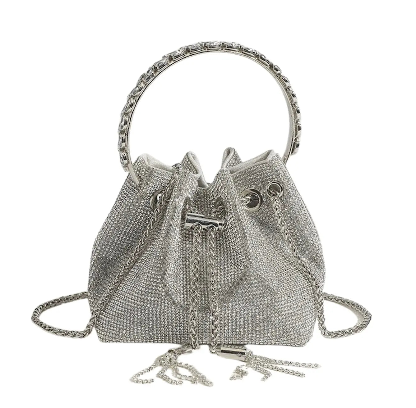 Mia Rhinestone Silver Bag