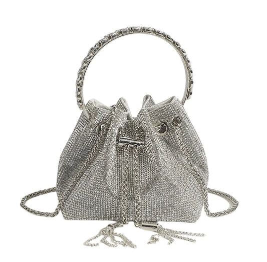 Mia Rhinestone Silver Bag